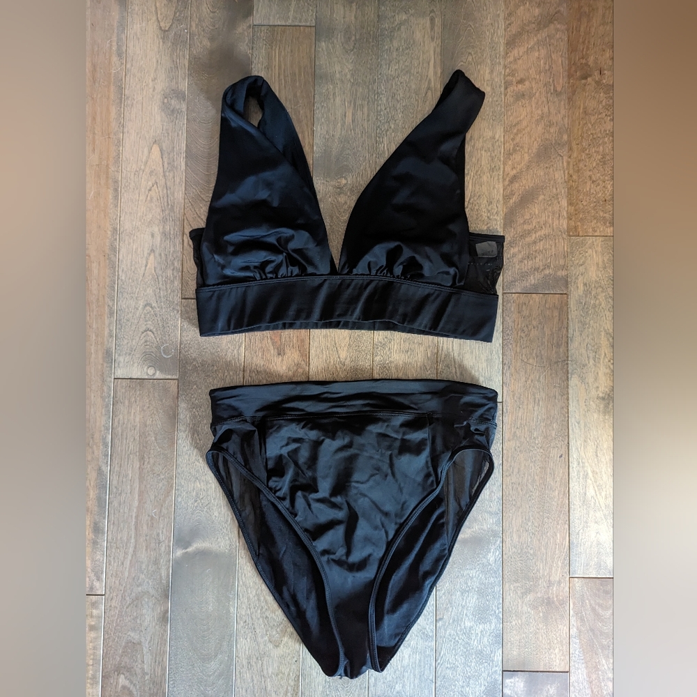 Ashley Graham Swimsuits For All Black Plunge Bikini